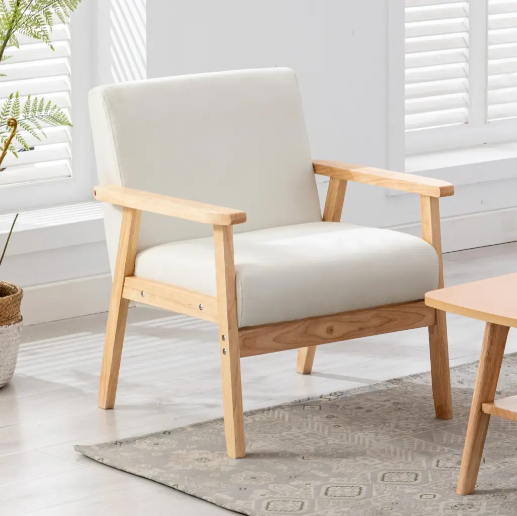 Bahamas 25 Inch Beige Linen Fabric Chair Comfortable Seating lilola home