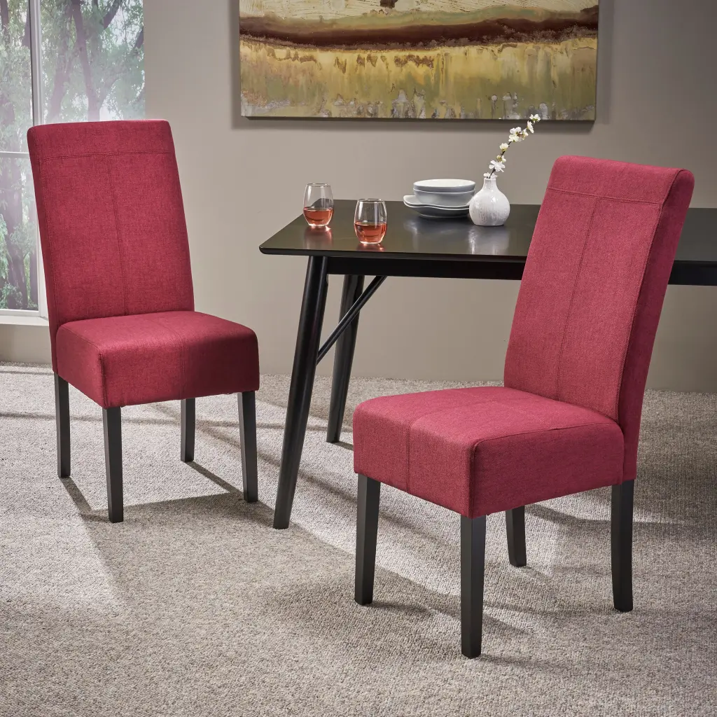 Pertica KD Dining Chair Red Fabric Modern Kitchen Chair nh-purenest