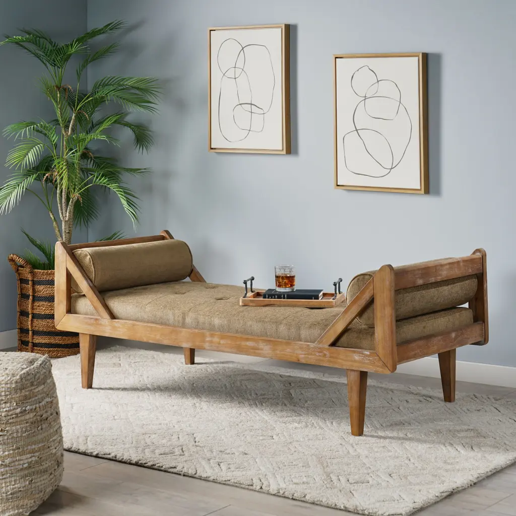 Chaise Lounge Beige Fabric Modern Living Room Accent Furniture nh-purenest