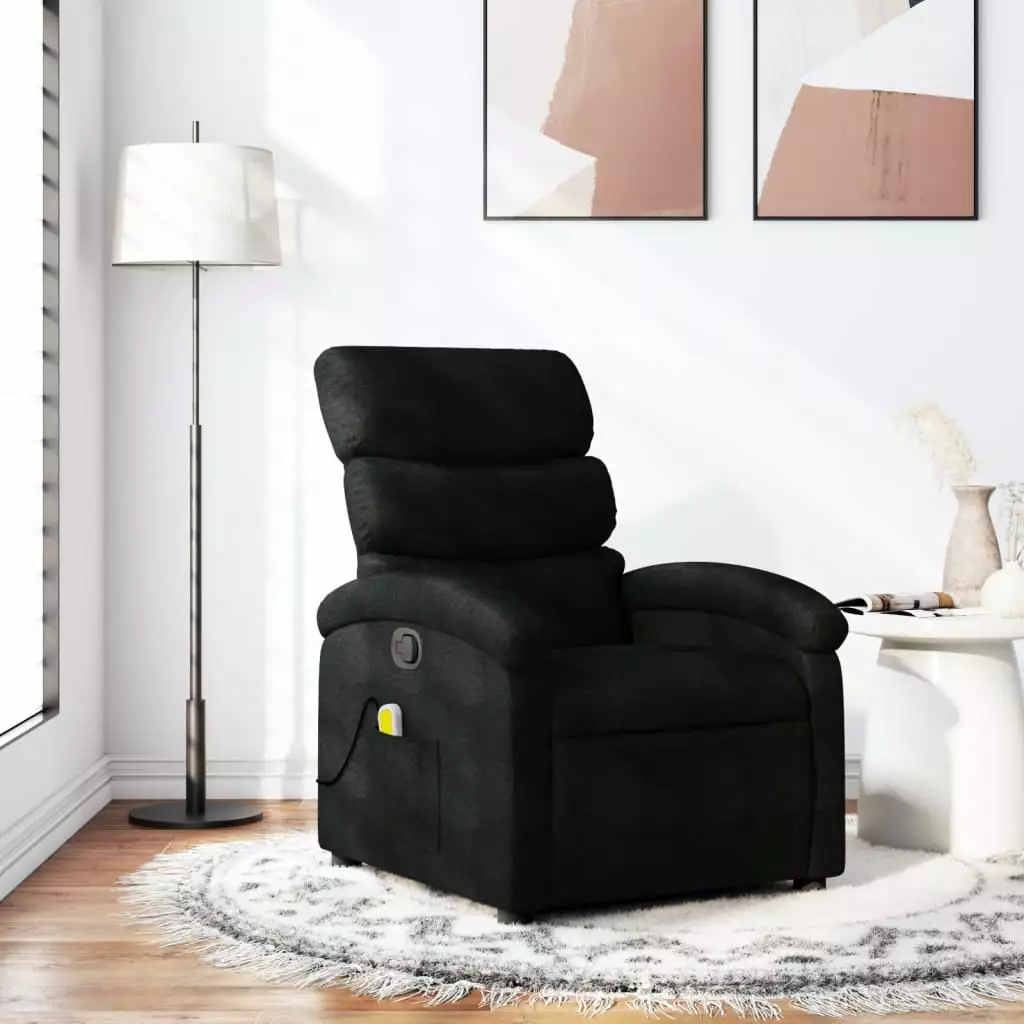 vidaXL Massage Recliner Chair Black Fabric - Elegant and Relaxing