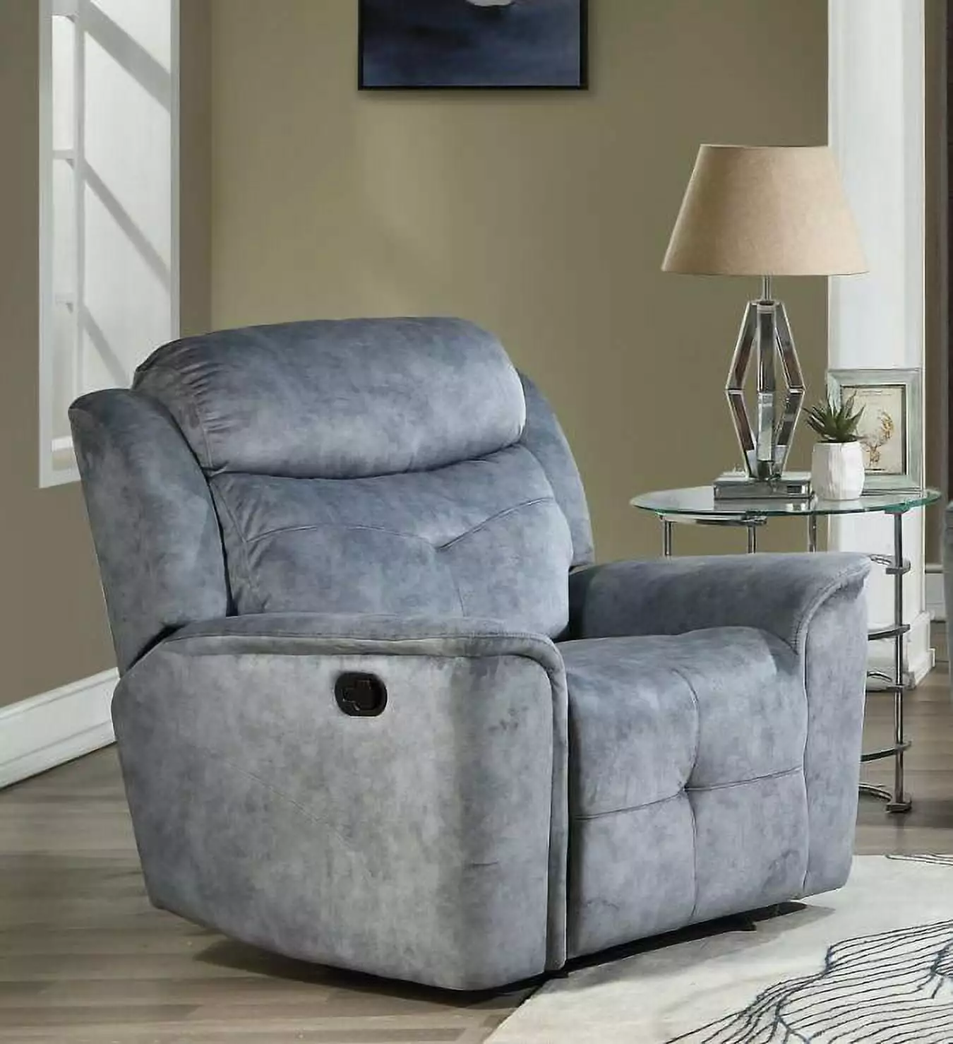 DeeHome Mariana Recliner Silver Gray Fabric Comfortable Living Room Seating