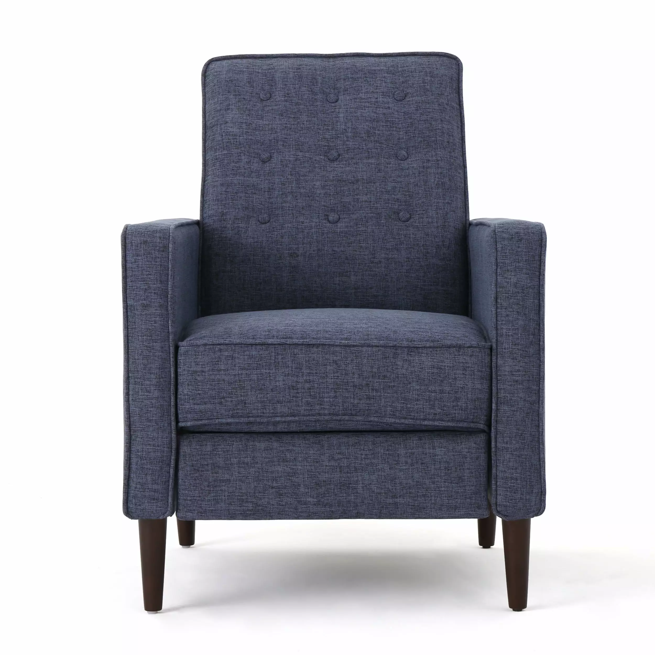 GDF Studio Macedonia Mid Century Modern Tufted Fabric Recliner Dark Blue GDFSTUDIO