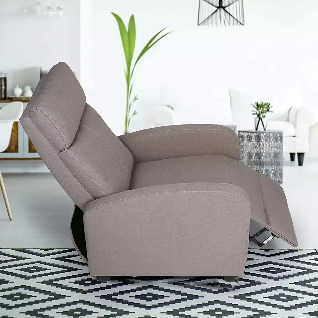 Fabric Recliner Chair Adjustable Single Sofa Living Room or Bedroom Grey Generic