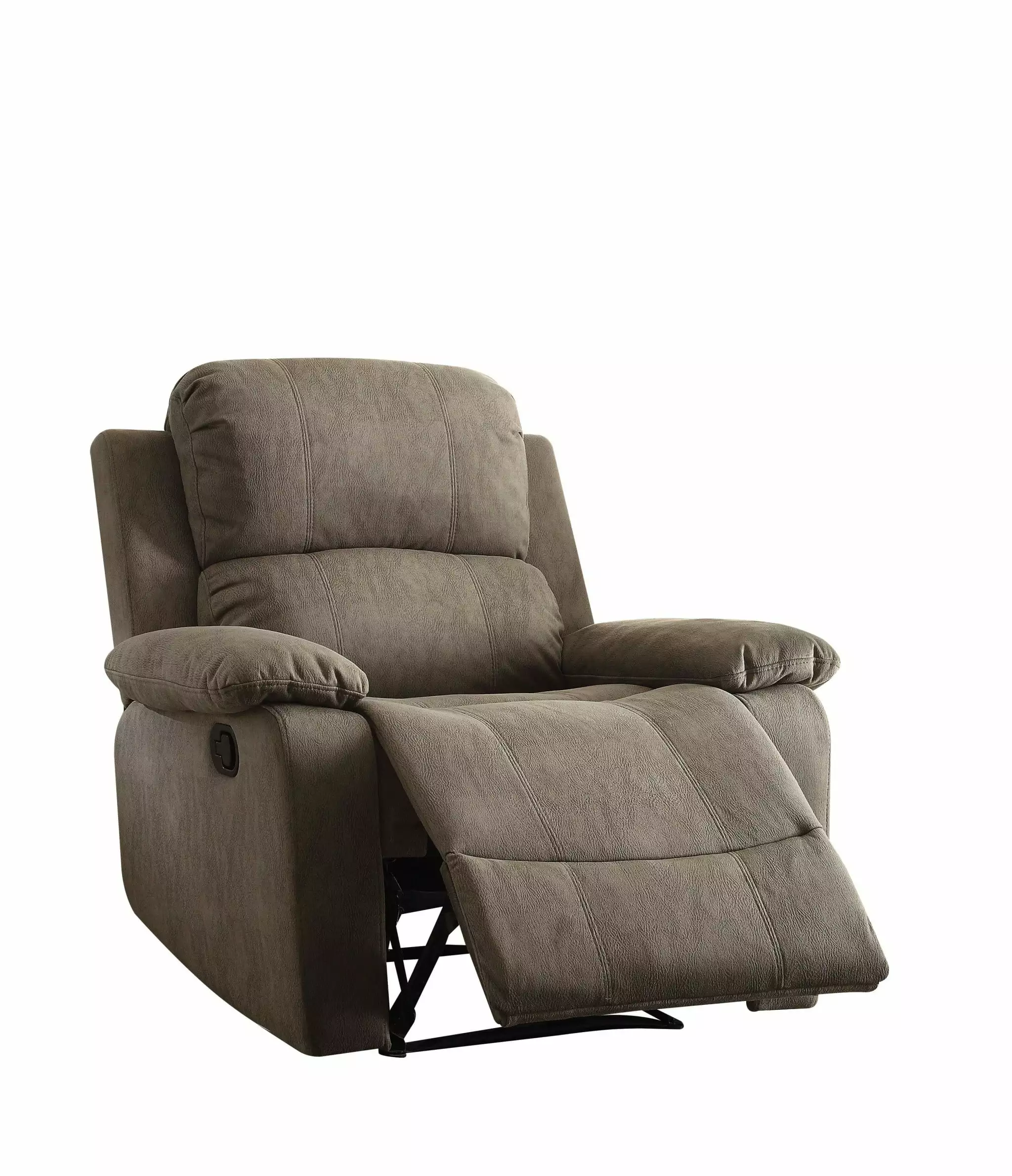 Home Roots Furniture Gray Polished Microfiber Fabric Recliner 39 x 38 x 38 . HomeRoots