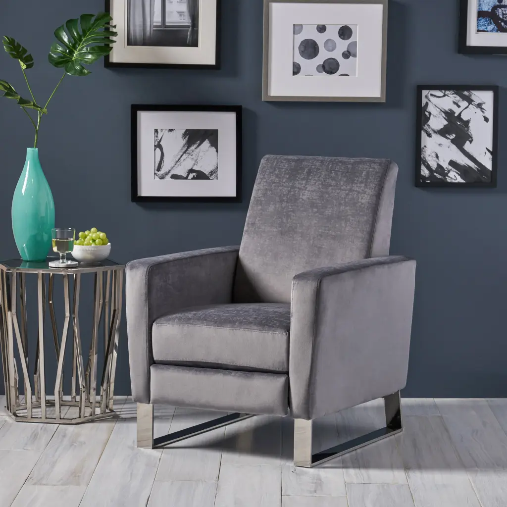Recliner Chair Grey Fabric Living Room Comfortable Lounge Chair nh-sunfay
