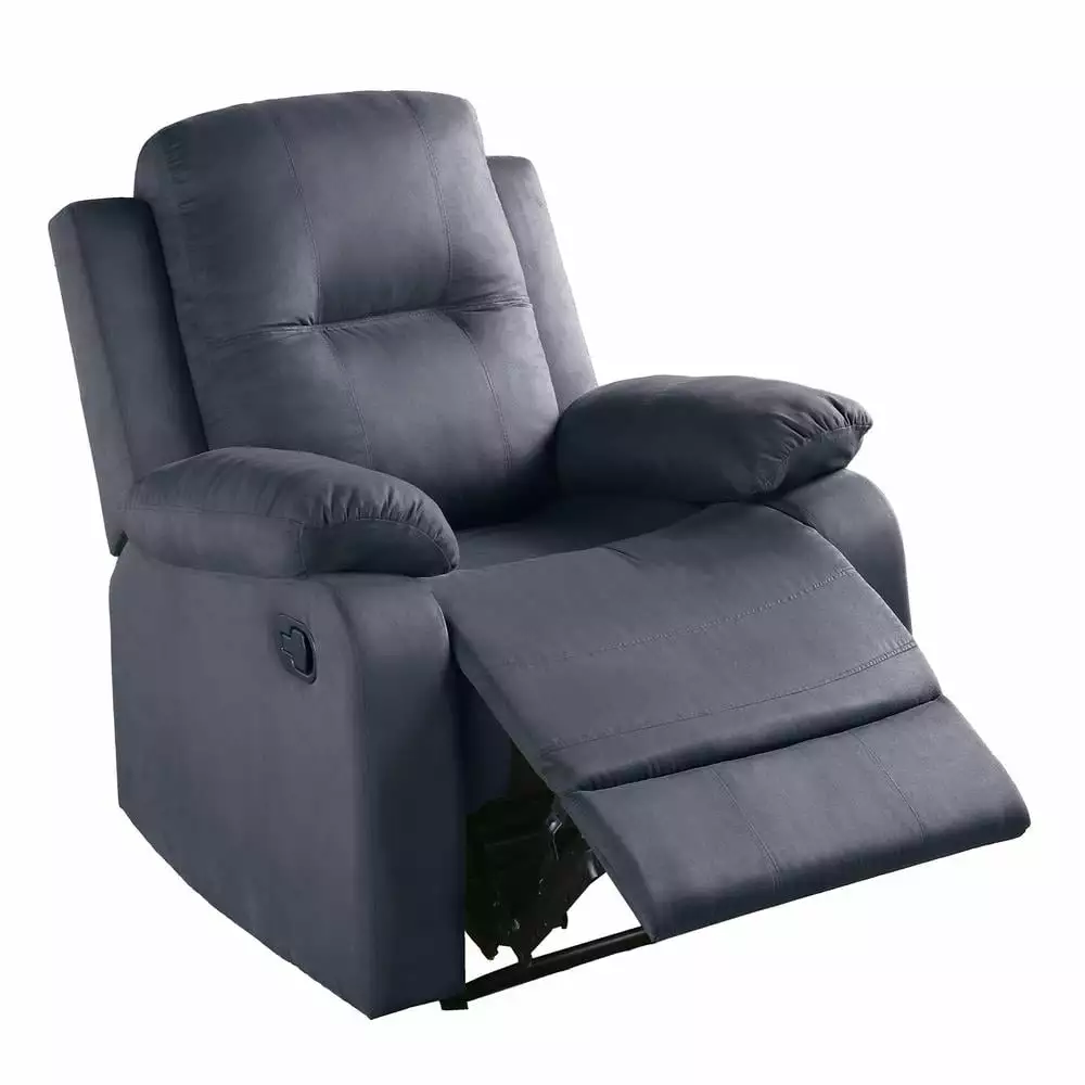 Poundex Furniture Microfiber Manual Recliner Ebony Color - Comfortable and Durable Lounge Chair