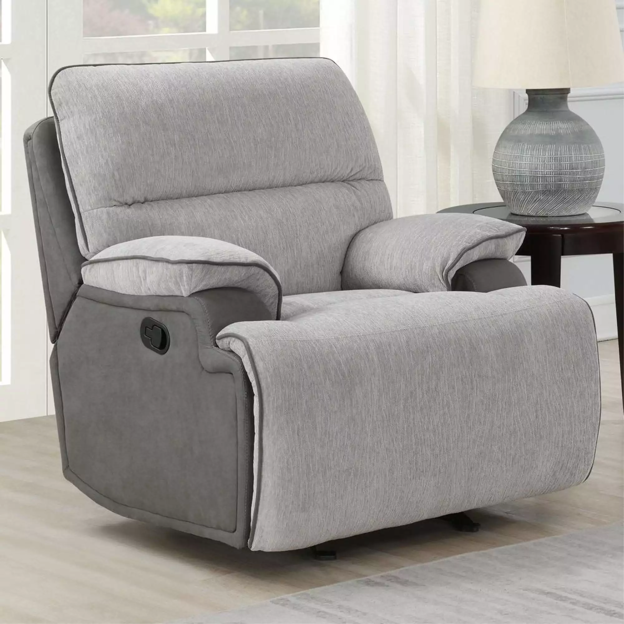 Steve Silver Cyprus Light Gray Fabric Recliner Chair Steve Silver Company
