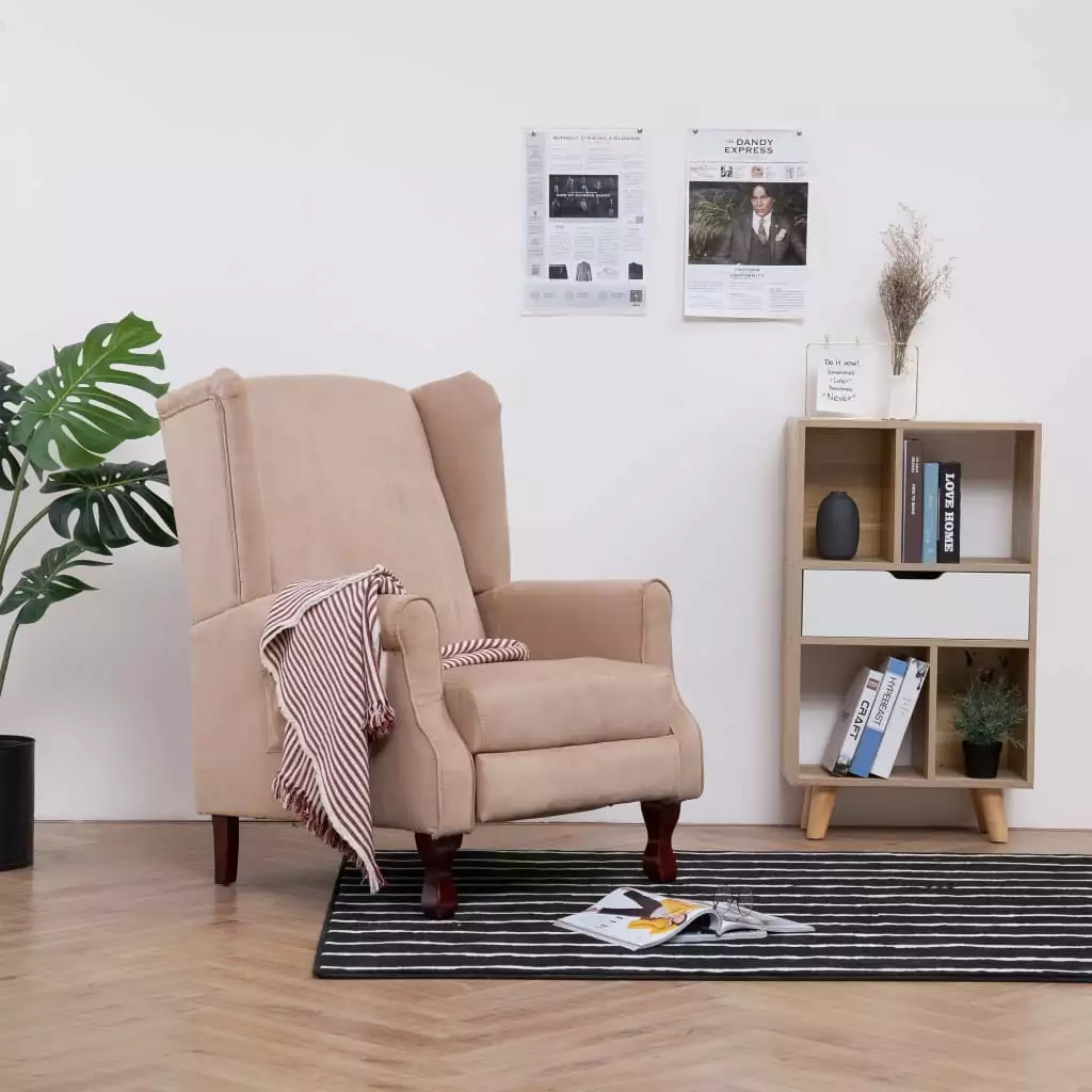 vidaXL Cream Fabric Recliner Chair Living Room Comfort