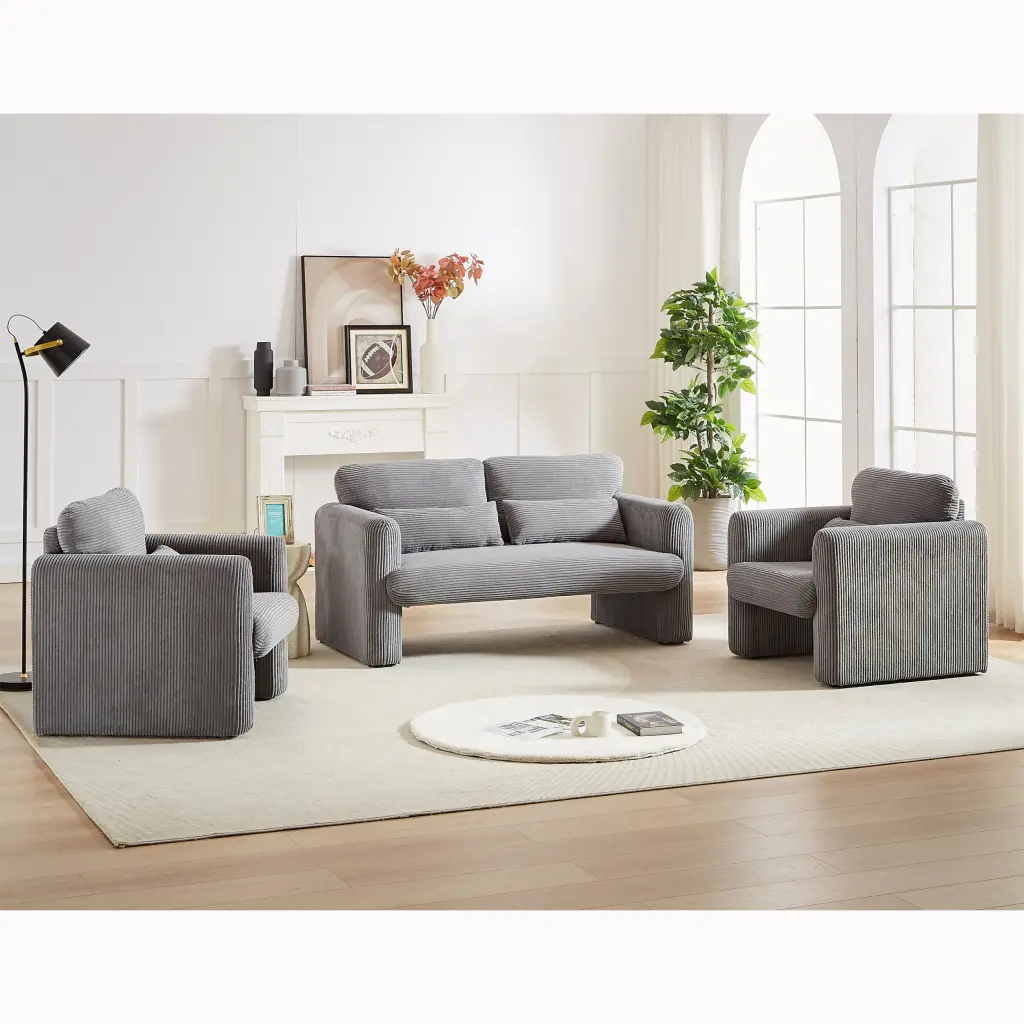 60 Corduroy Fabric Sofa Two 33 Single Sofas Modern Sofa Support welike furniture