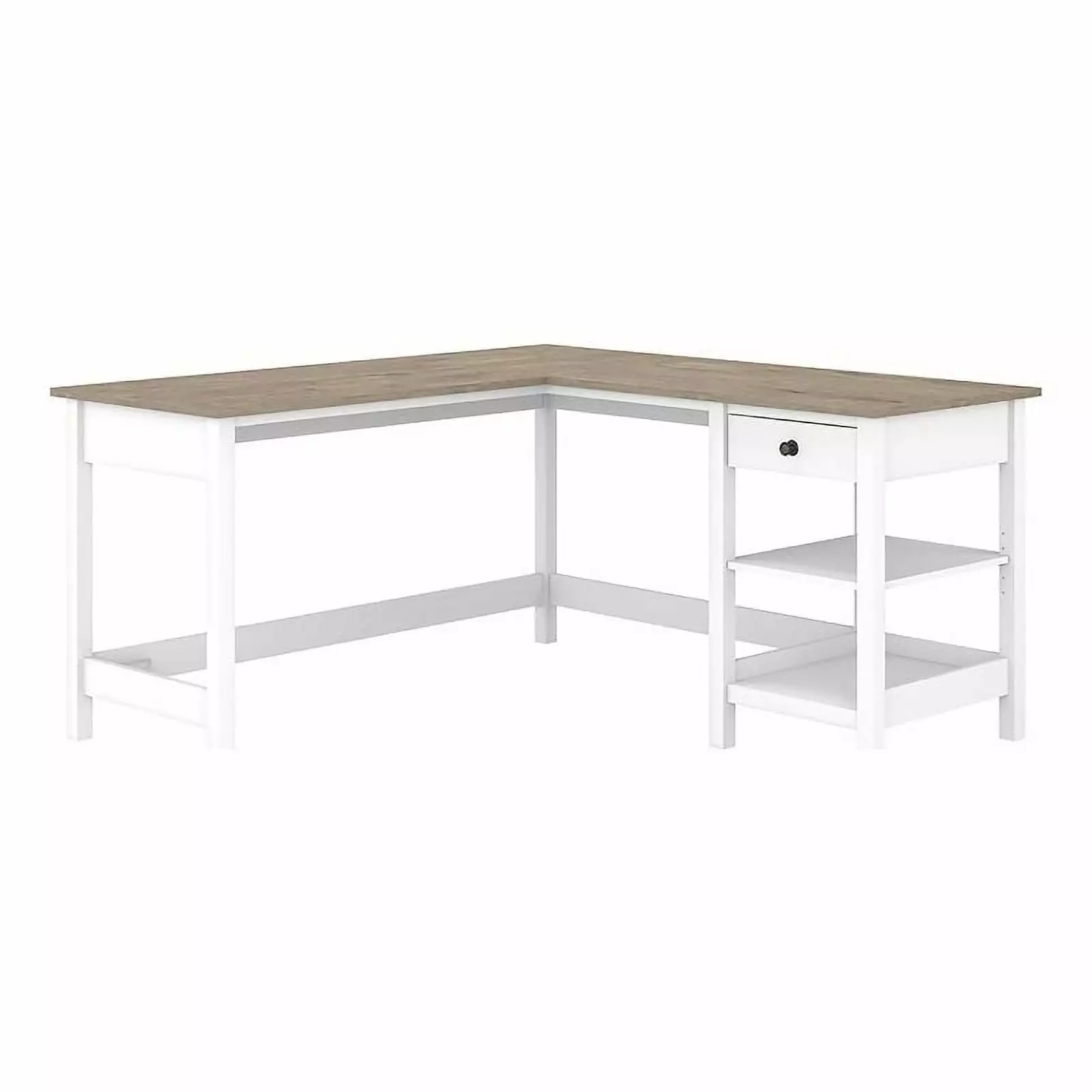 Atlin Designs 60 Farmhouse Engineered Wood Computer Desk Gray White