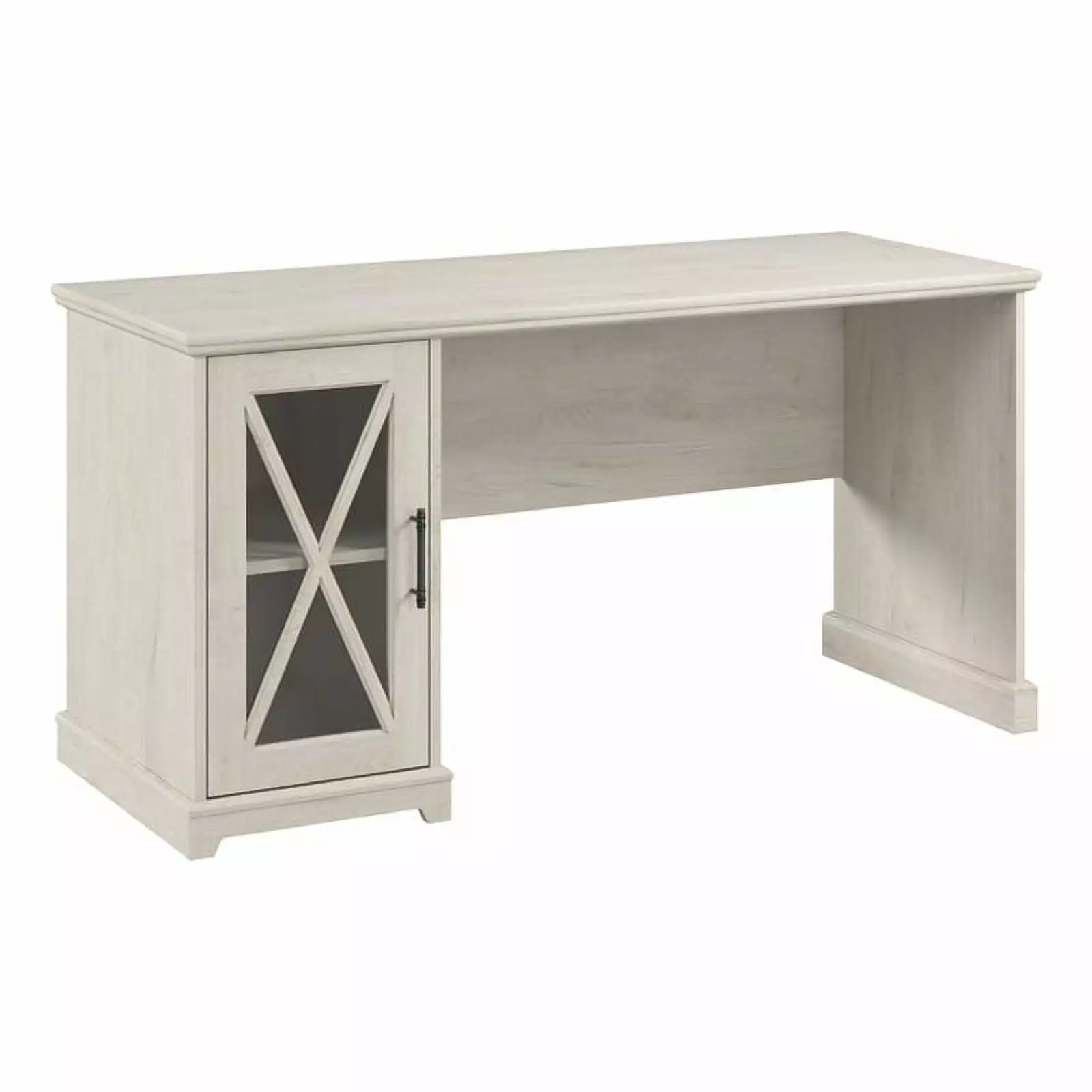 Bush Furniture Lennox 60W Farmhouse Desk Storage Cabinet - Linen White Oak Home Office Desk