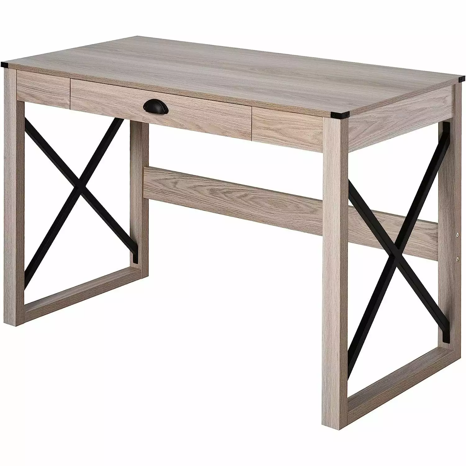HElectQRIN Home Office Computer Desk Farmhouse Writing Desk Storage Drawer X-Frame Workstation