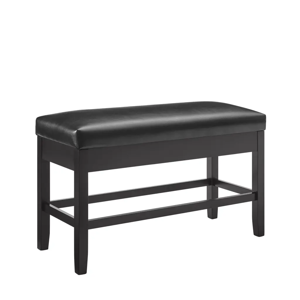 Carrara Storage Counter Bench Black Faux Leather Entryway Seat steve silver furniture