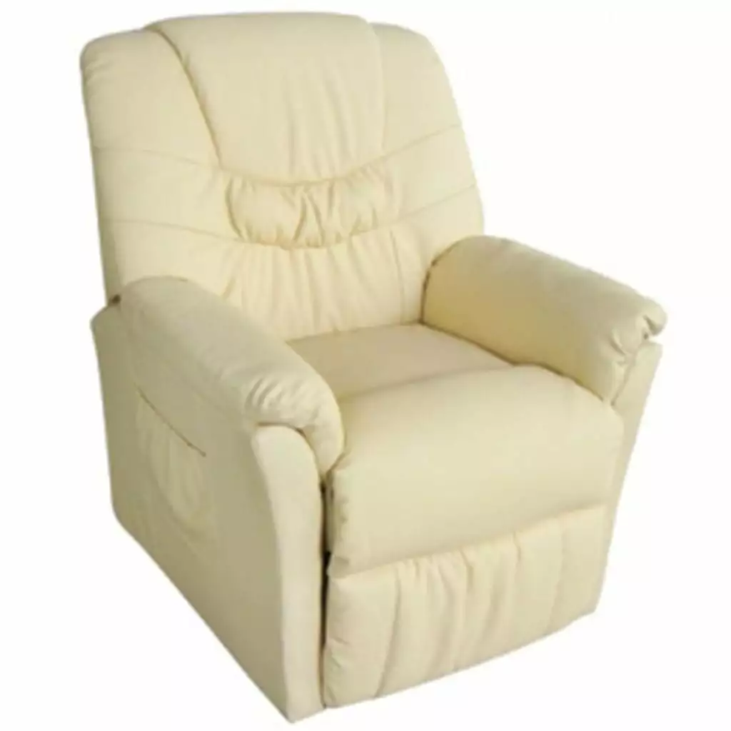 vidaXL Massage Chair Cream Faux Leather Relaxing Full Body Massage Recliner
