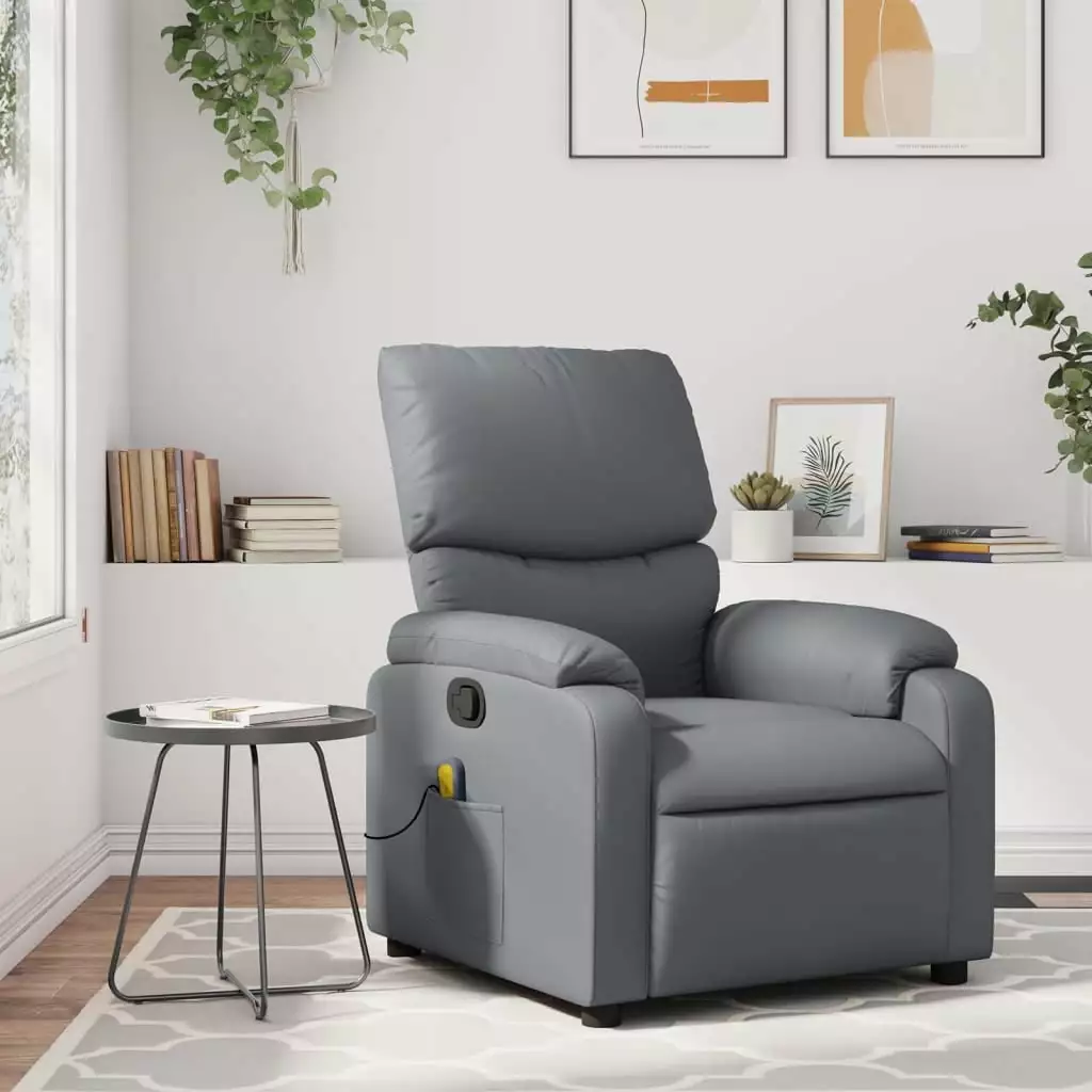 vidaXL Massage Recliner Chair Gray Faux Leather - Relaxing and Durable