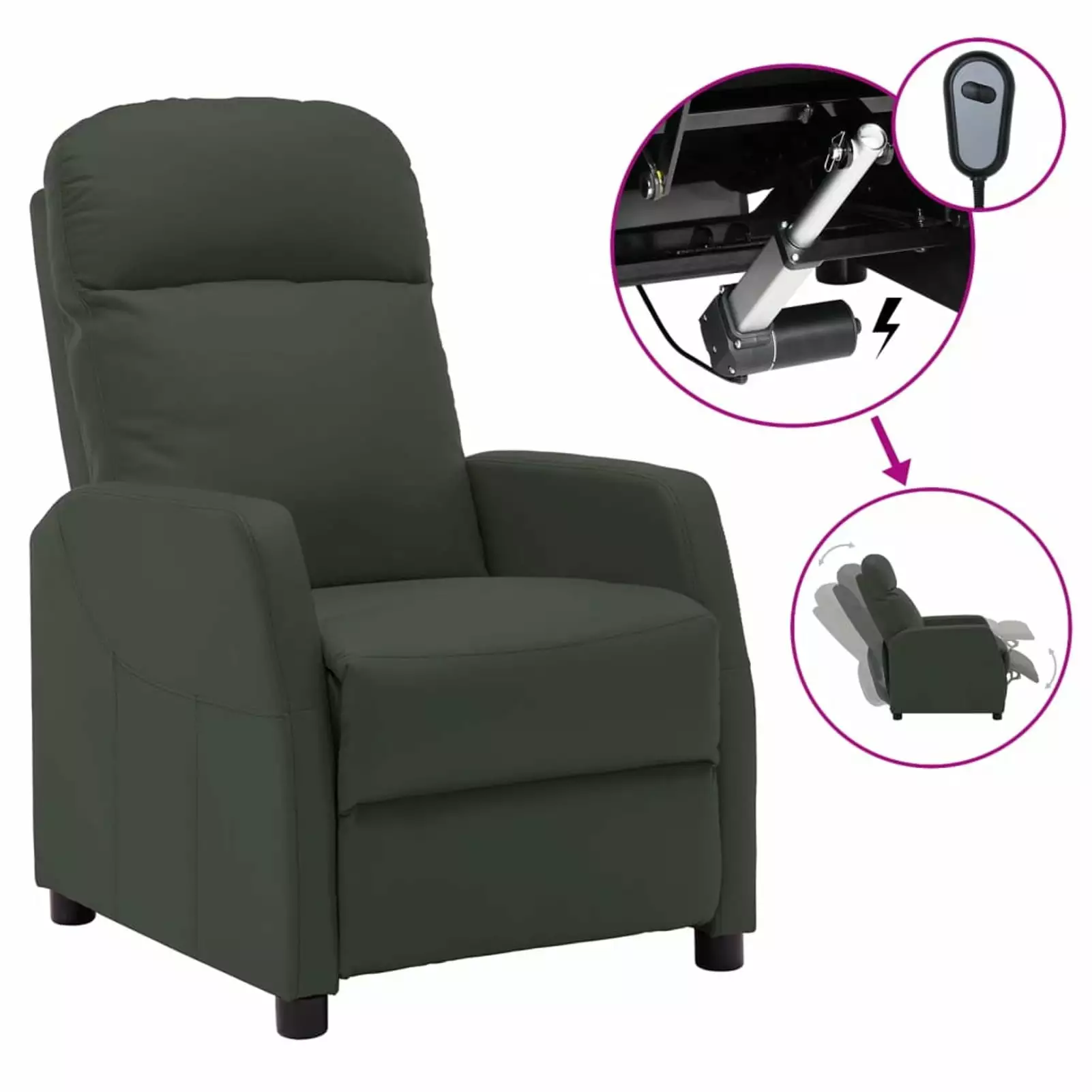 Aibecy Recliner Chair - Anthracite Faux Leather Lounge Chair Living Room