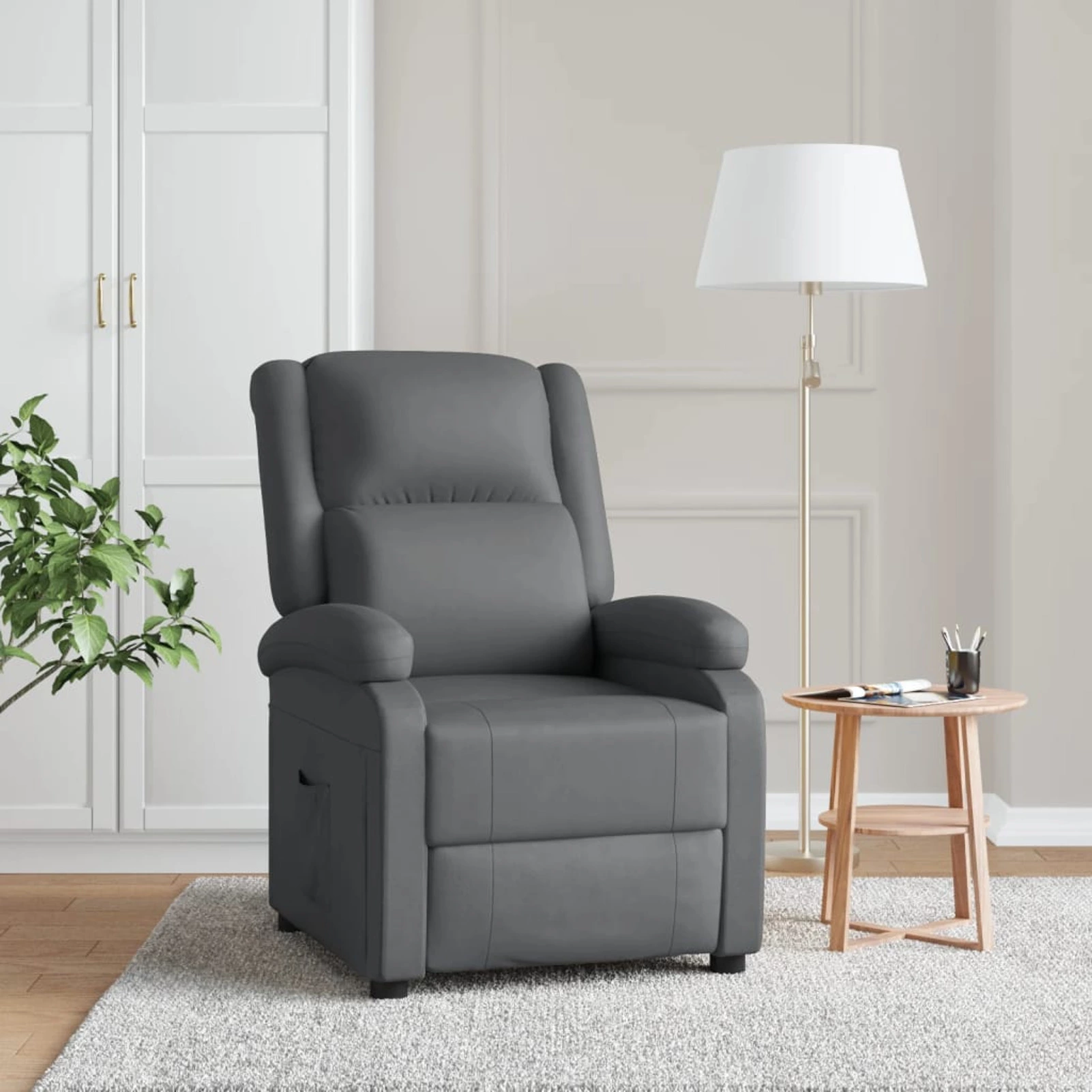 Suzicca Recliner Anthracite Faux Leather - Modern Living Room Seating ammoon