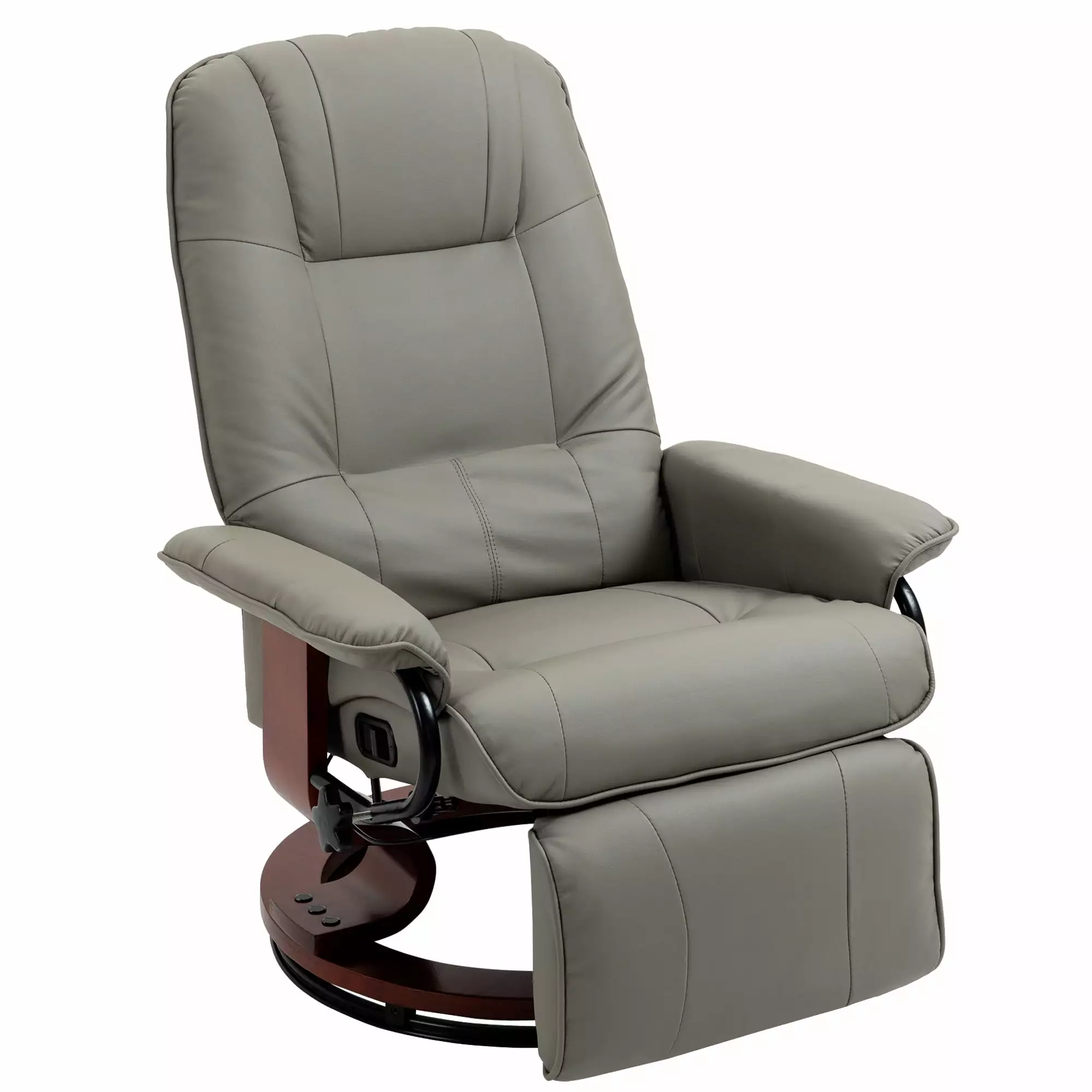 Faux Leather Manual Recliner Swivel Wood Base and Padded Armrests Comfortable Living Room Chair CNCJ