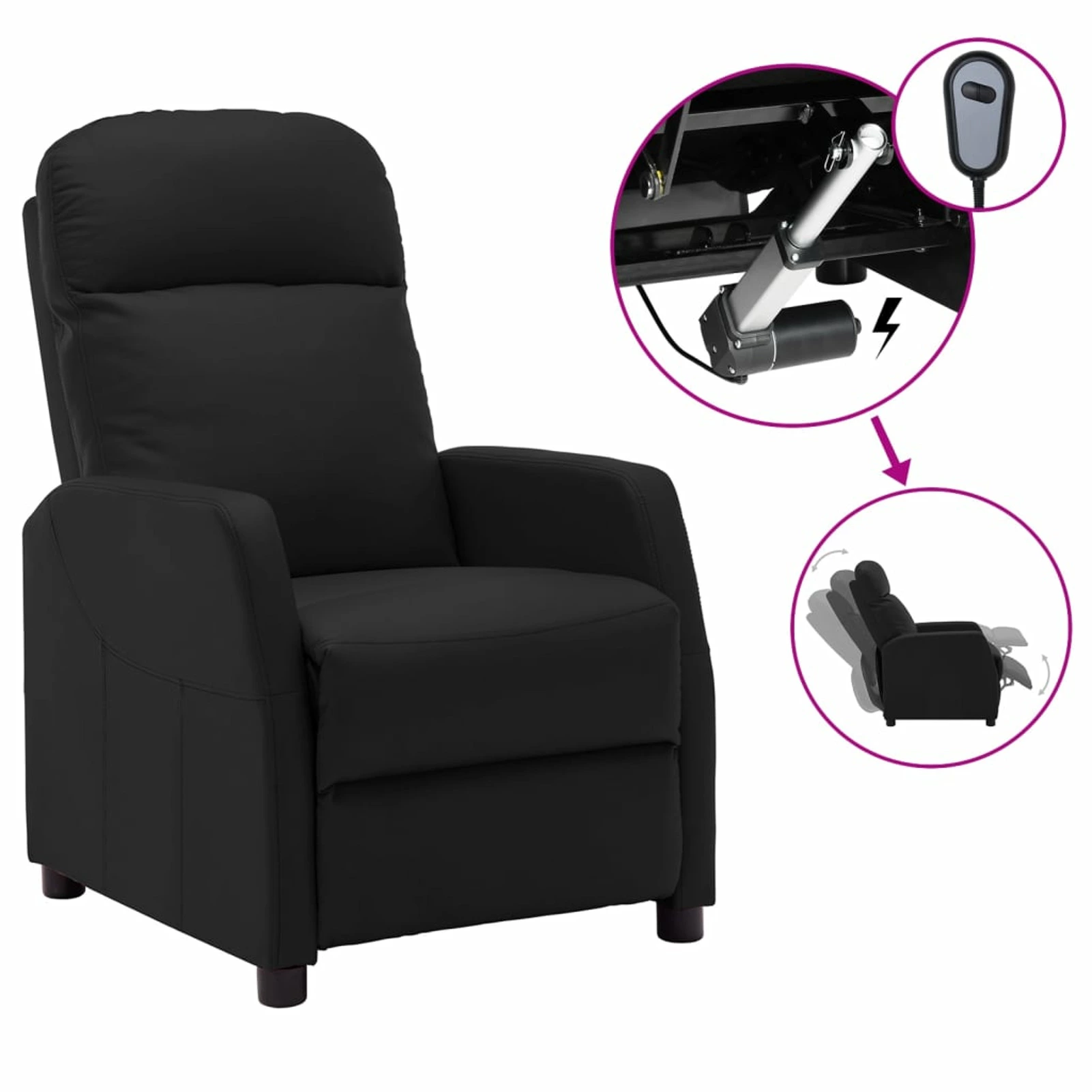 Irfora Recliner Black Faux Leather Lounge Chair Living Room
