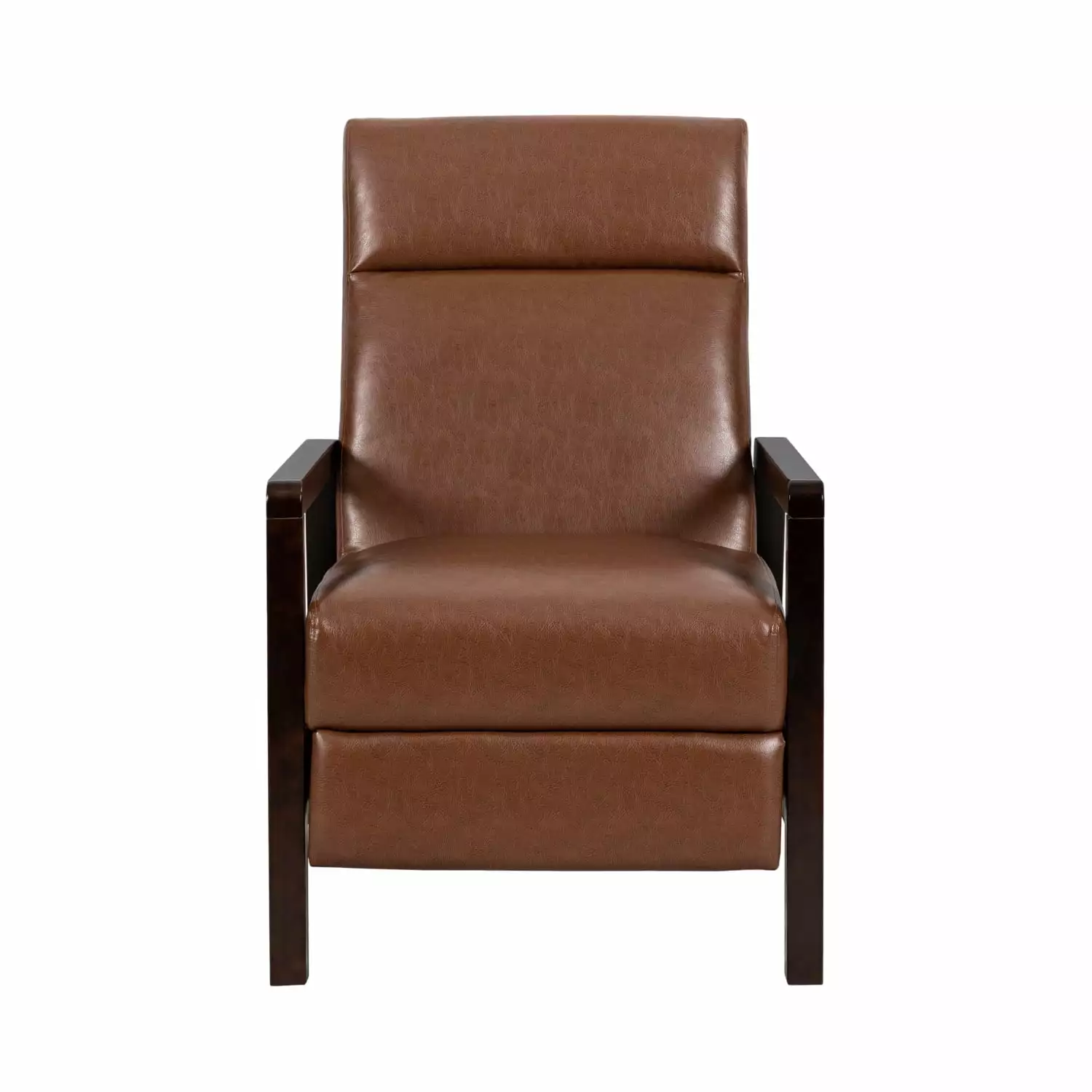 Miekor Furniture Faux Leather Upholstered Pushback Recliner Light Brown B3A825