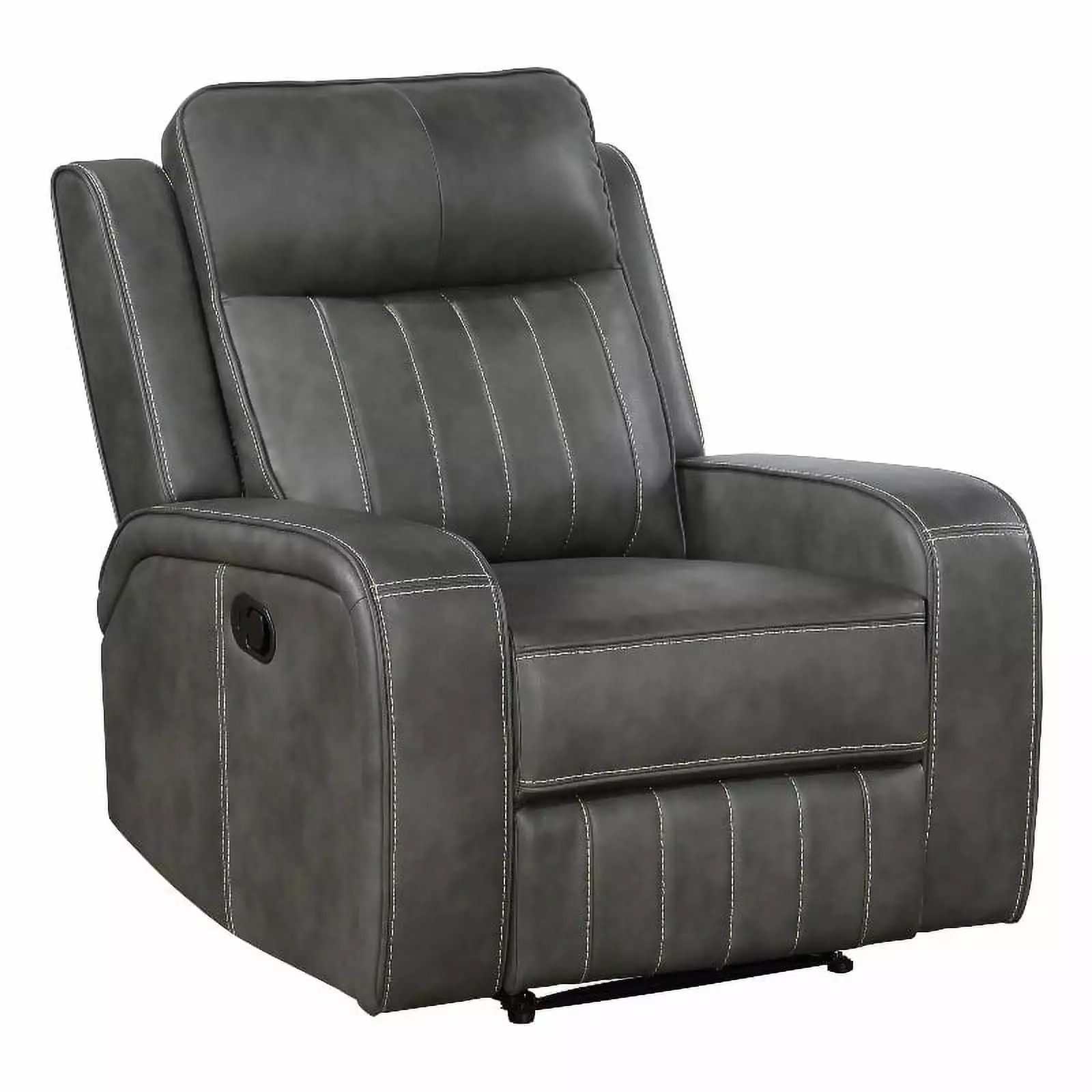 Pemberly Row Modern Faux Leather Upholstered Recliner Chair Gray Comfortable Seating