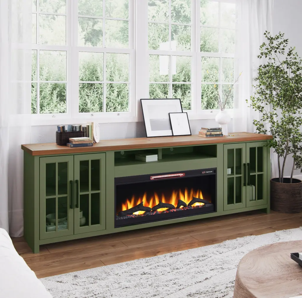 Vineyard 97 Inch Fireplace TV Stand Console Tvs Up To 100 Inches Entertainment Center bridgevine home