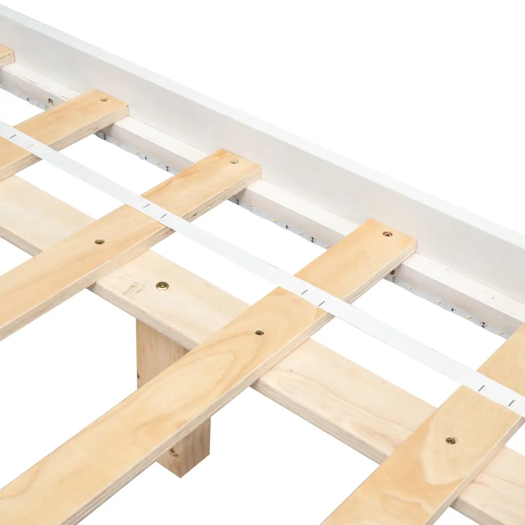 Full Size Floating Bed LED Lights Underneath Modern Low Profile Bed Frame inspirit