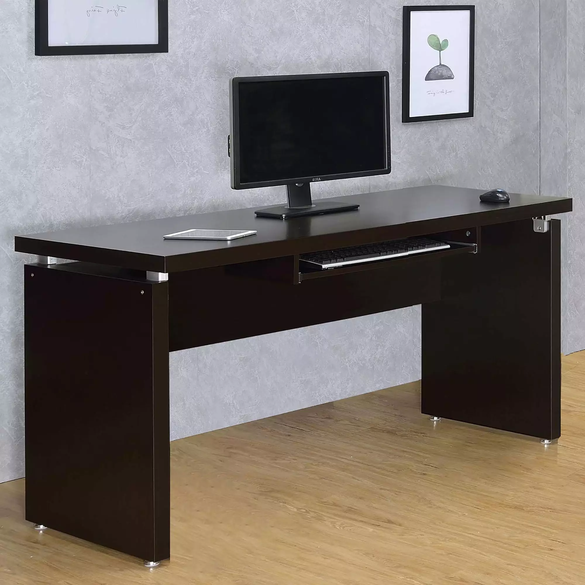 GeeHome Cappuccino Floating Top Computer Desk Modern Home Office
