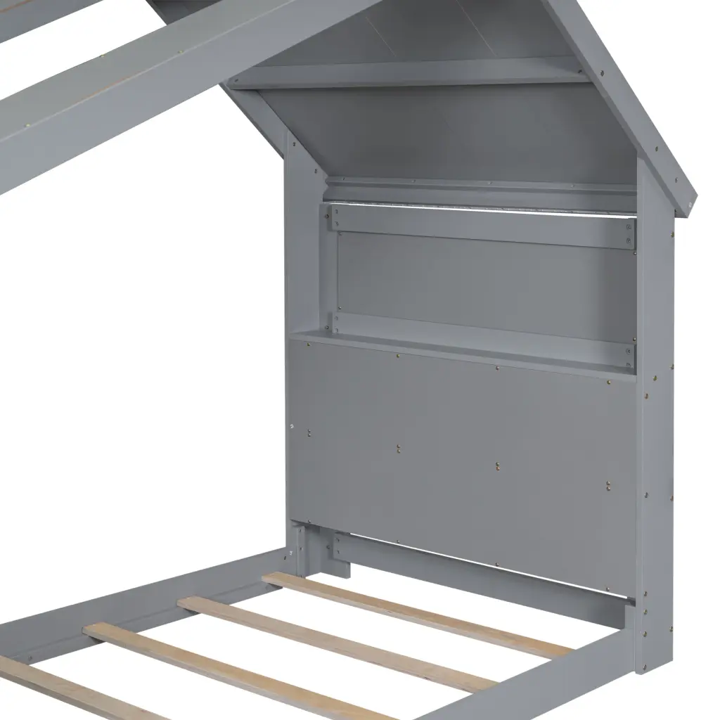 Twin Houtilize Floor Bed Roof Window and LED Light Grey inspirit