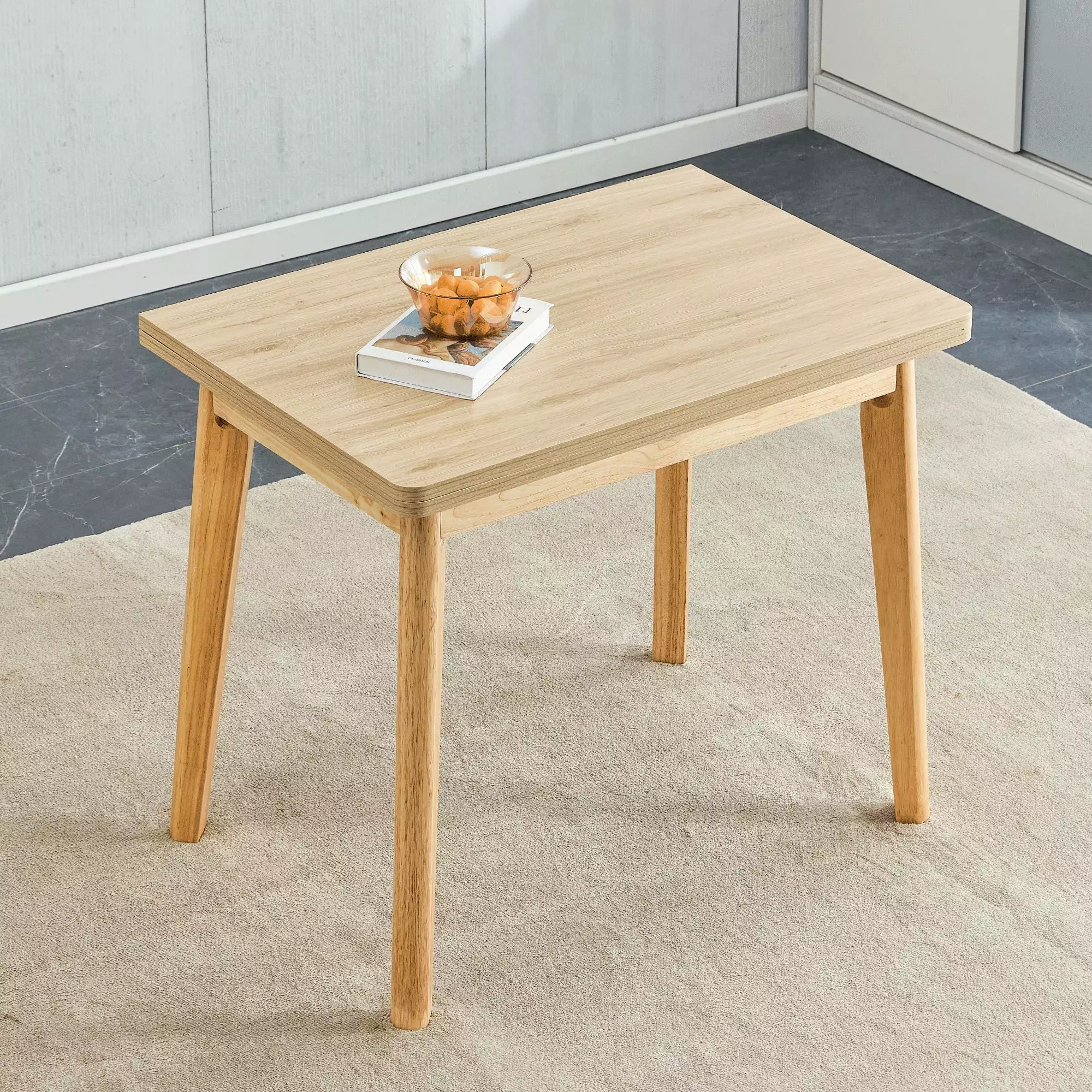 Wooden Foldable Table Rubber Wood Leg Mfc Tabletop Foldable Computer Desk Restaurants Living Rooms Terraces Kitchens Jamini