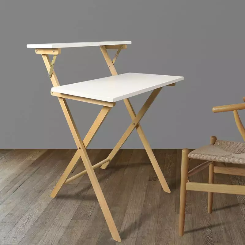 Solid Wood 2-Tier Folding Laptop Working Desk Home Office Study Casual Home