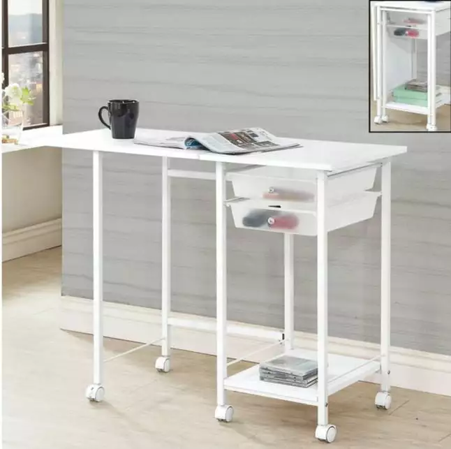 Coaster 2 Drawer Folding Desk Casters White Finish Coaster Company