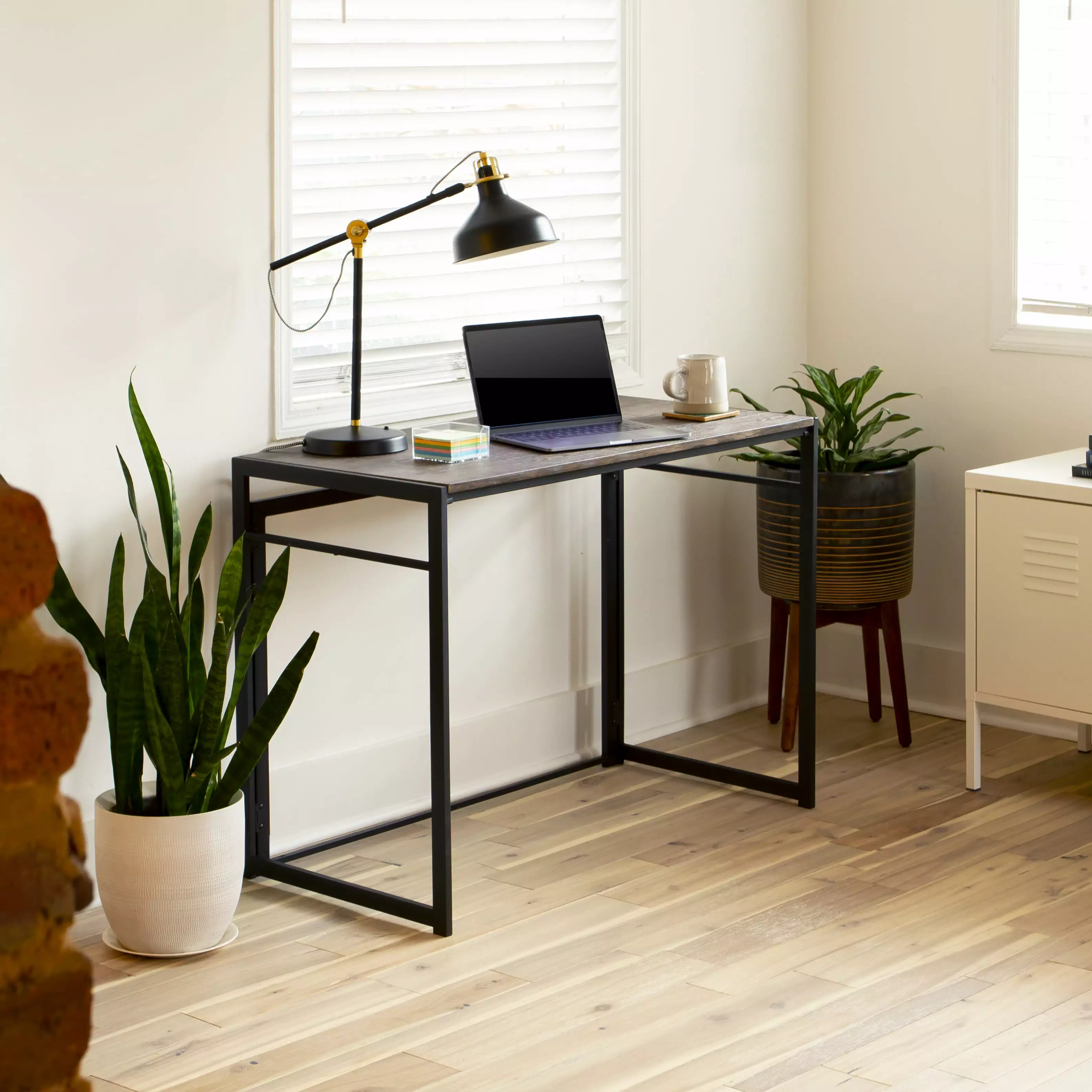 Emma + Oliver 40 Inch Rustic Folding Computer Desk Home Office
