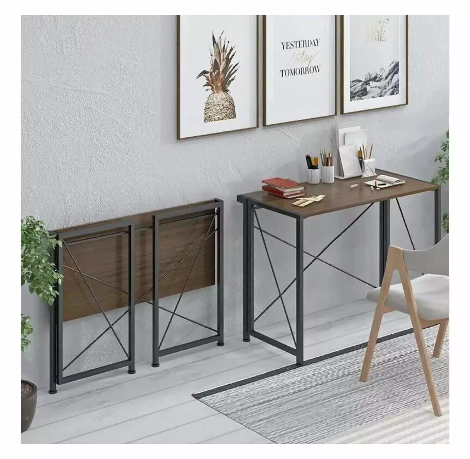 FENG20 Folding Desk Foldable Computer Table No Assembly Home Office