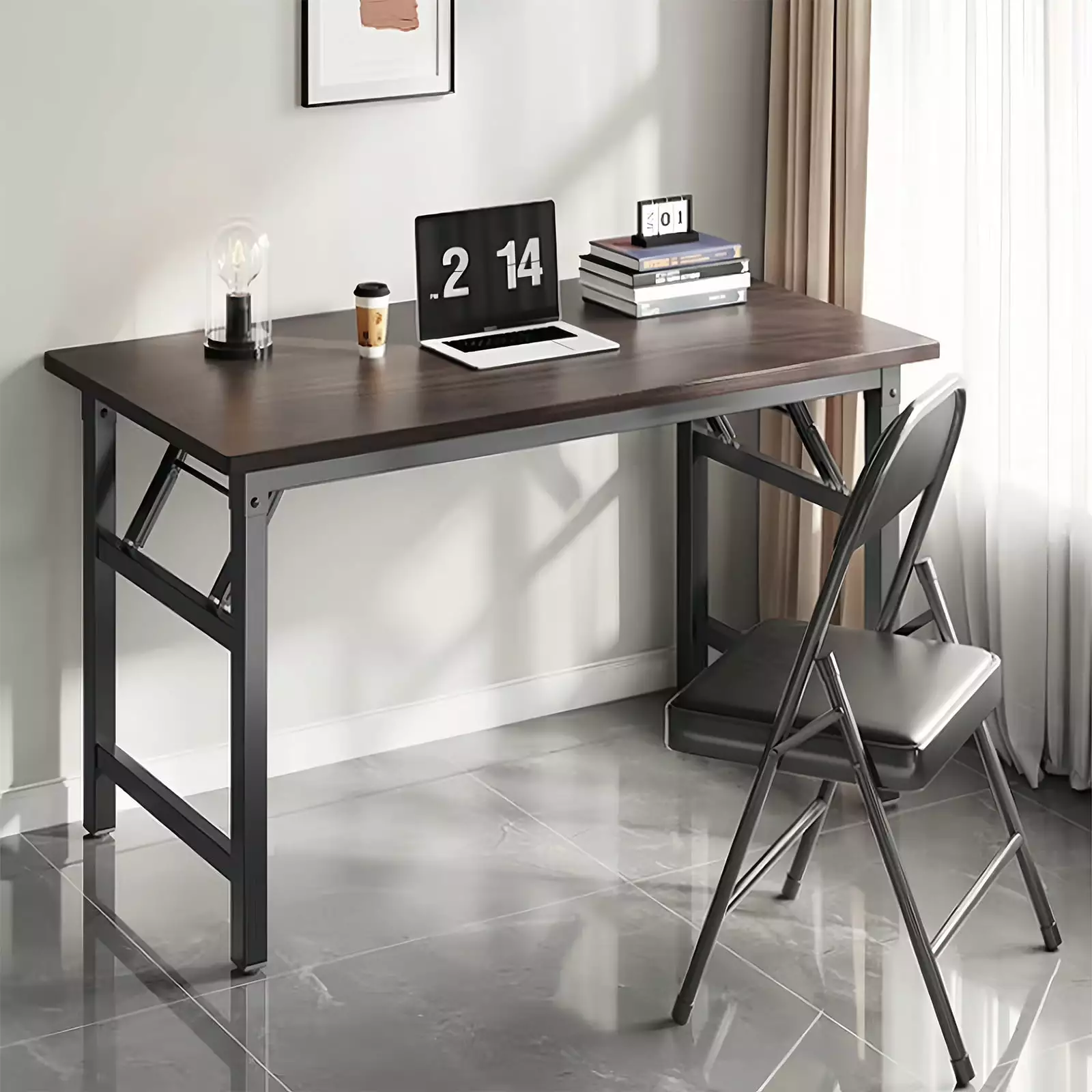 HYEASTR 39.4 Folding Desk Writing Computer Desk Home Office Portable No-Assembly Laptop Table