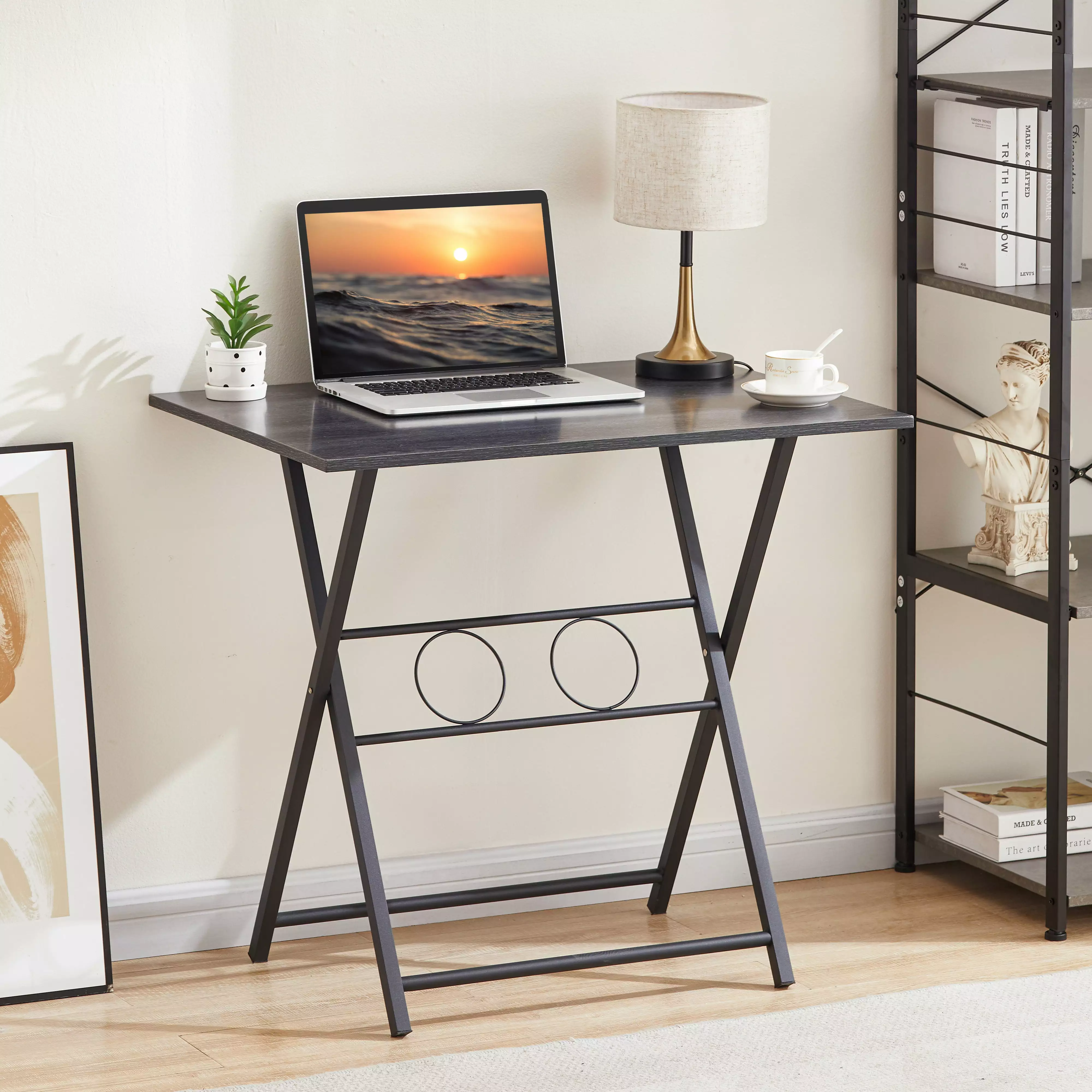 JRHRXXY 31.5 Inch Folding Office Table Foldable Computer Desk Home Living Room