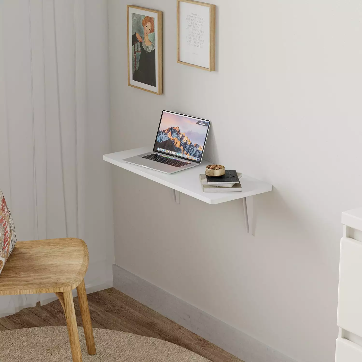 Ktaxon Wall-Mounted Drop-Leaf Table Floating Folding Laptop Computer Desk Study Bedroom Bathroom Wooden Table White