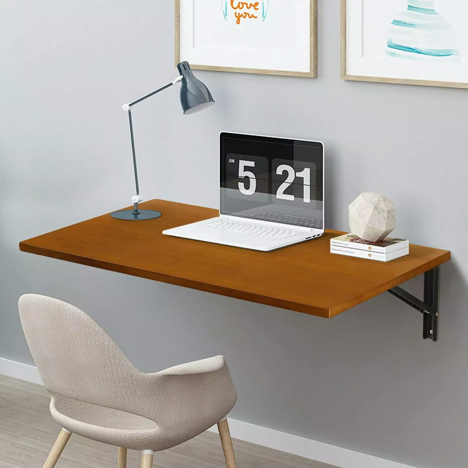 Lucky Monet Multifunctional Wall Mounted Folding Desk Wooden Shelf and Workbench