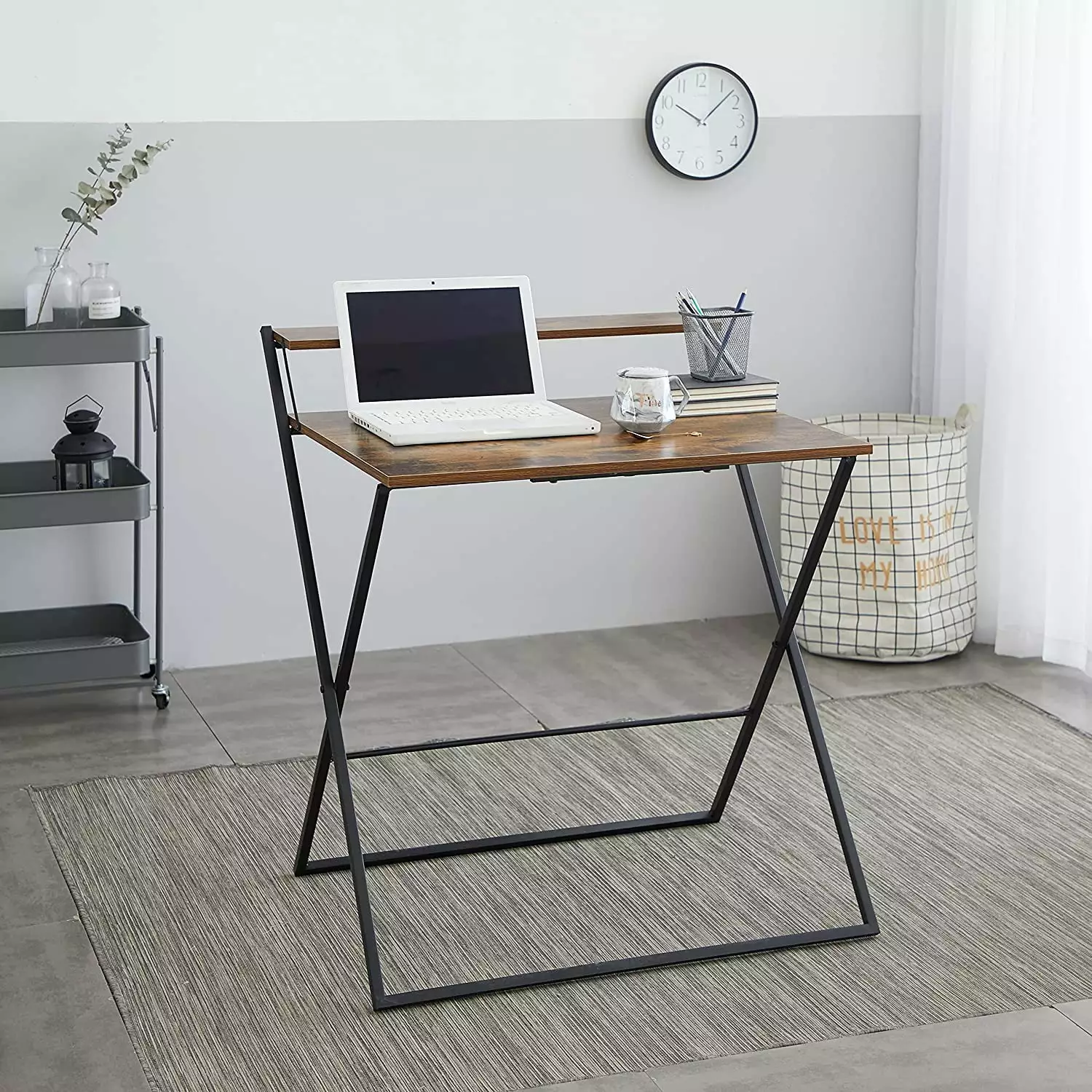 Urban Shop 2-Tier Folding Desk Wood