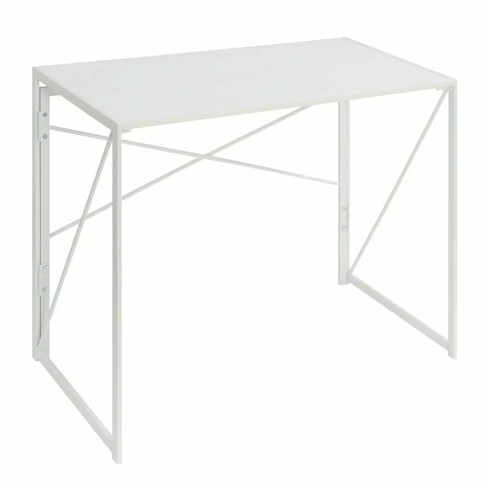 Urbanpro Xtra Folding Desk White Wood Top White Metal Frame Space Saving