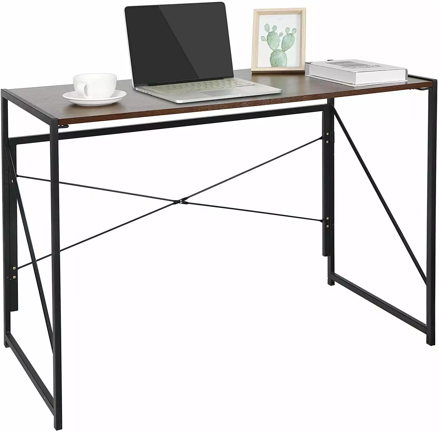 ZenStyle Folding Computer Writing Desk Wood Top Metal Frame Study Desk