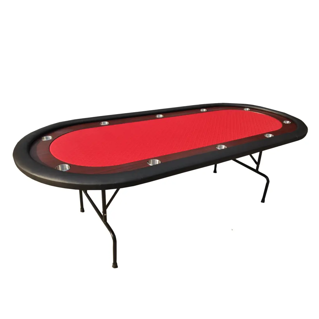 96 Inch Light Series Folding Wooden Racetrack Red Felt Poker Table Game Nights ino design