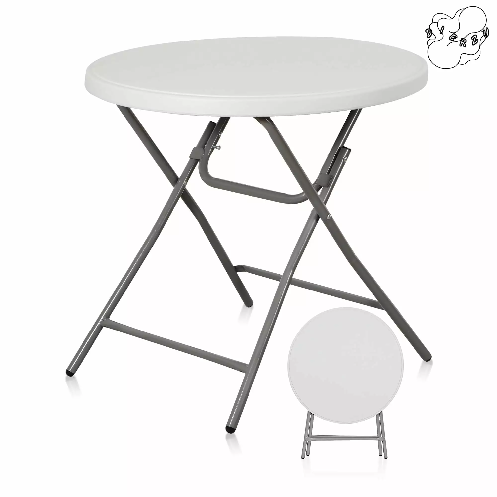 Pure White Round Folding Table Simple Fashionable Home and Office FHWMD2LCXCAS