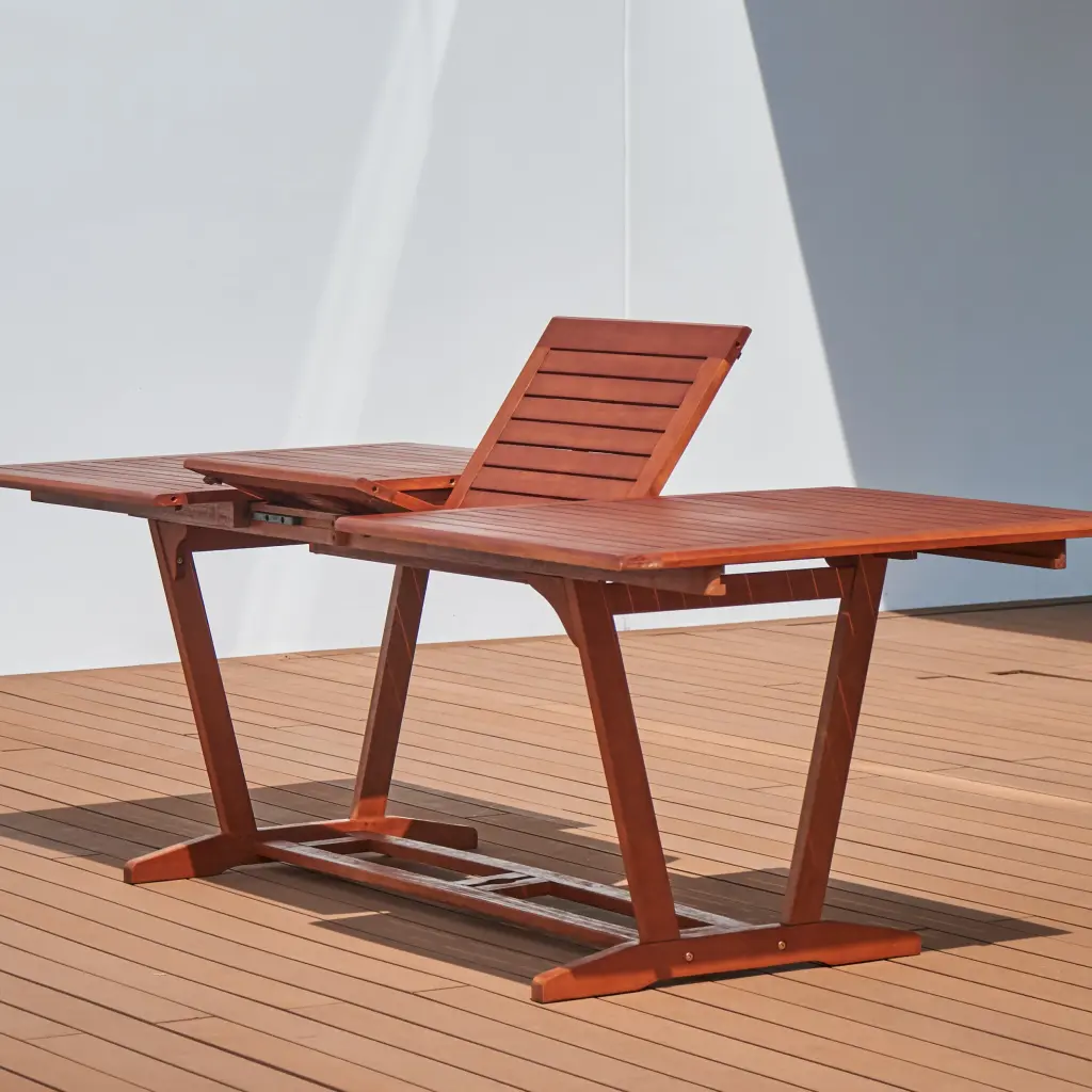 Carlton Reddish Brown Tropical Wood Patio Dining Table Folding Extension sol