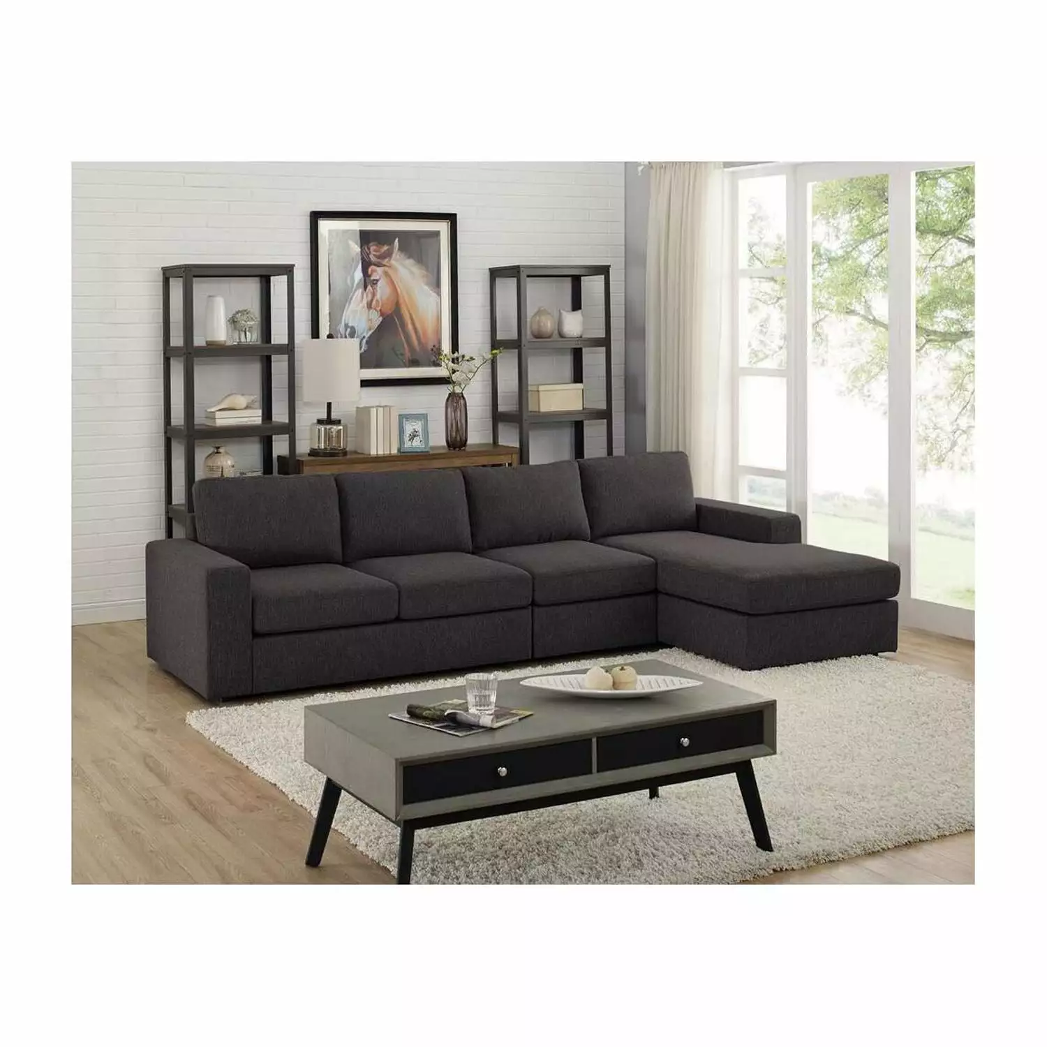Homestock French Country Sofa Reversible Chaise Traditional Living Room