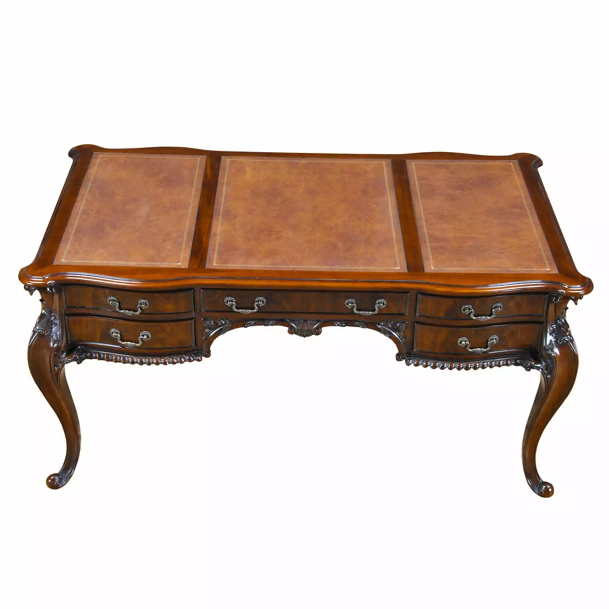 Mahogany and Leather French Desk - Elegant Antique Style Office Furniture Niagara Furniture