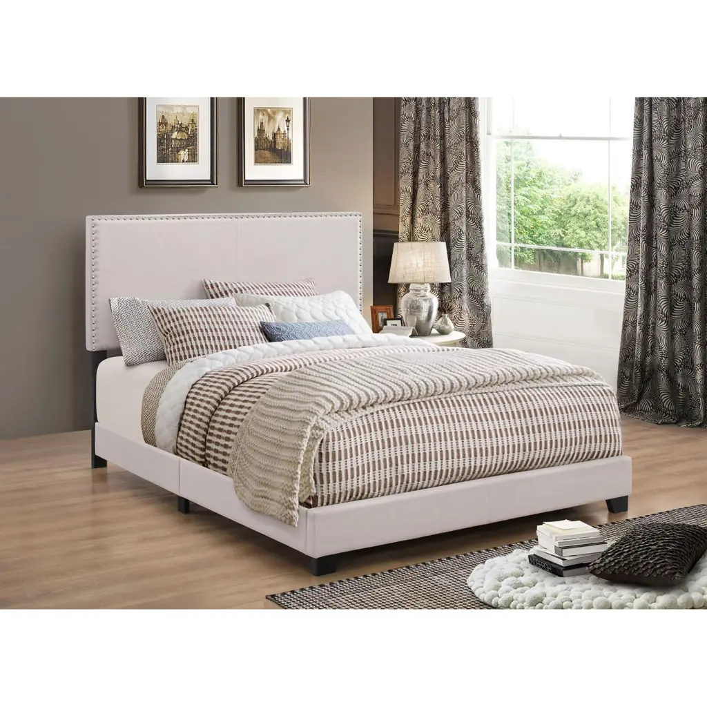 Ivory Full Bed Trim Box Spring Required Wood Bedroom Furniture furniture max