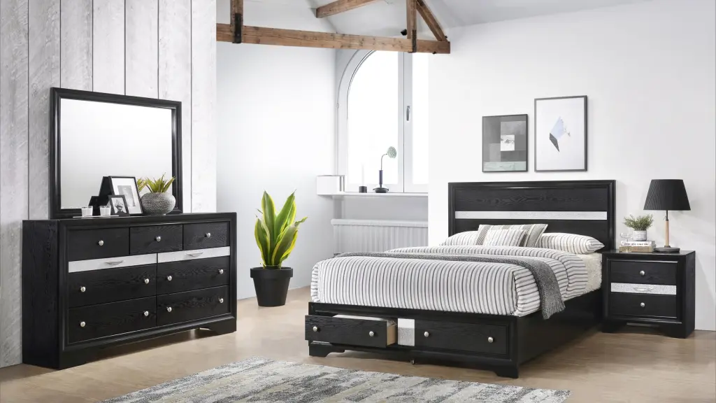 Matrix Traditional Style Full 4 Piece Storage Bedroom Set Wood Furniture galaxy home furnishings