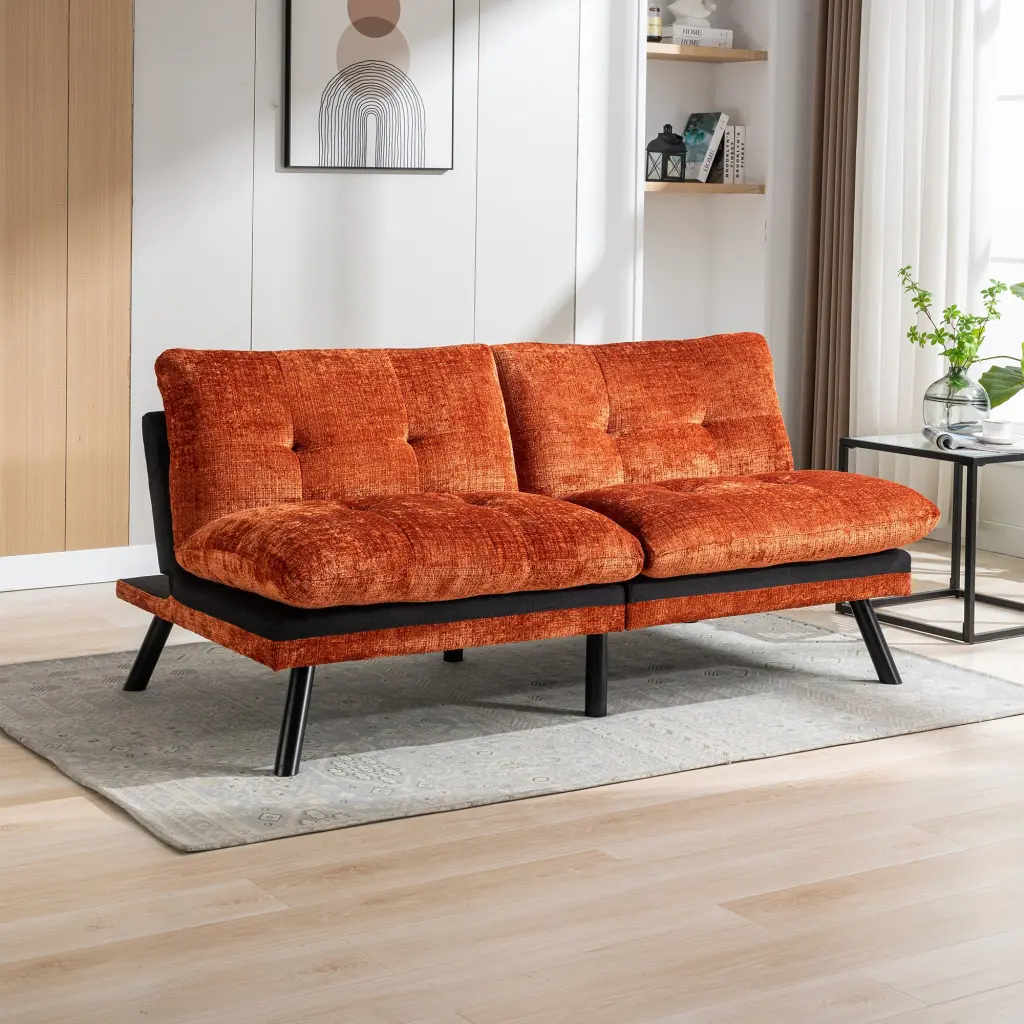 Convertible Sofa Bed Loveseat Futon Bed Adjustable Lounge Couch Metal Frame homemax
