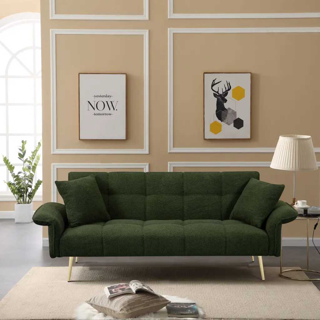 70.1 Futon Sofa Bed Convertible Double Folding Armrest w2290